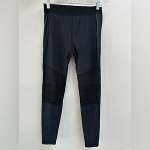 ALALA BLACK MOTO MESH HIGH RISE LEGGINGS M